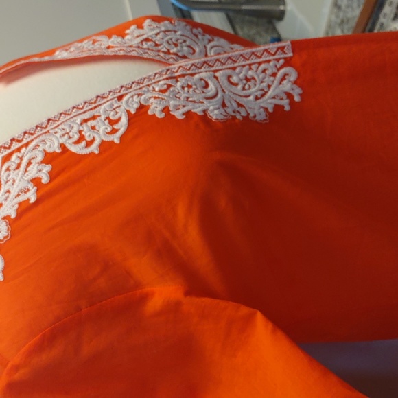 Michael Kors Long Sleeved Orange Embroidered Tunic/Cover Up Size Medium - Picture 5 of 15